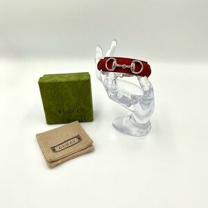 Gucci Red Leather Horsebit Bracelet #965